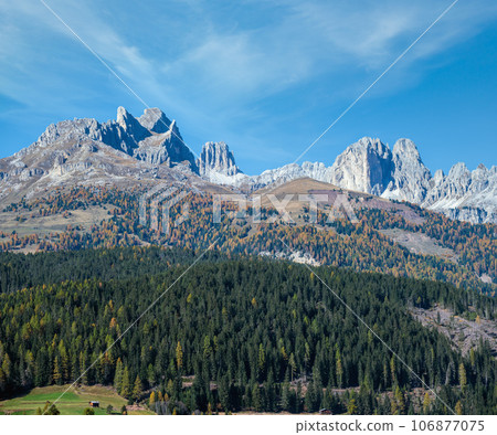 Autumn Dolomites rocky mountain scene, Moena, Italy Autumn Dolomites rocky mountain scene, Moena, Italy 106877075