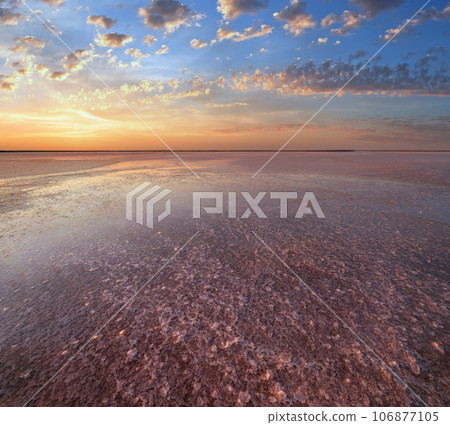Sunset Genichesk pink salty lake, Ukraine Sunset Genichesk pink salty lake, Ukraine 106877105
