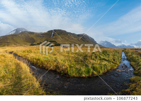 View during auto trip in South-West Iceland. Spectacular Icelandic landscape with scenic nature View during auto trip in South-West Iceland. Spectacular Icelandic landscape with scenic nature 106877243