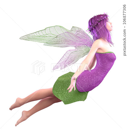 3D Fairy in purple green outfit 106877306