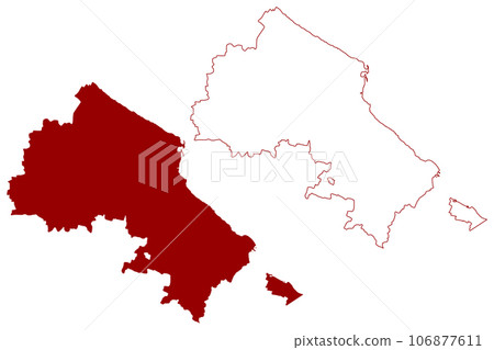 Arbon District (Switzerland, Swiss Confederation, Canton of Thurgau or Thurgovia) map vector illustration, scribble sketch Bezirk Arbon map 106877611