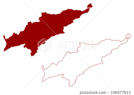 Jura Bernois District (Switzerland, Swiss Confederation, Canton of Bern or Berne) map vector illustration, scribble sketch Verwaltungskreis Bernese Jura map 106877615