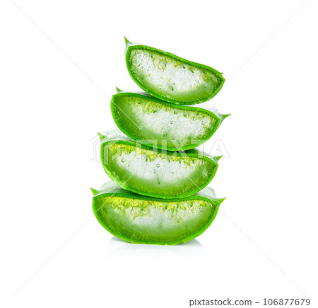Aloe vera slice on white background. Aloe vera slice on white background. 106877679