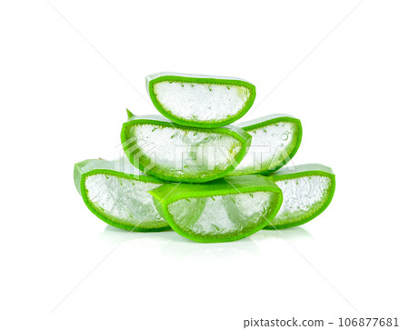 Aloe vera slice on white background. 106877681