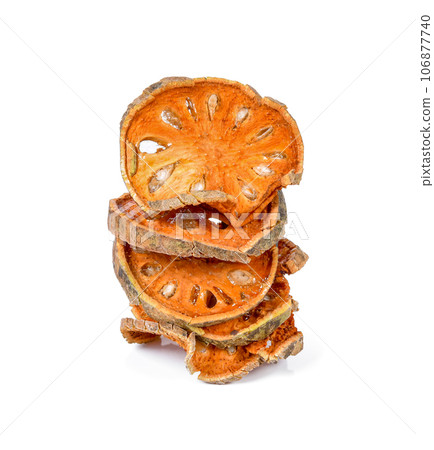 Dry Bael Fruit tea (Aegle marmelos) isolated on white background 106877740