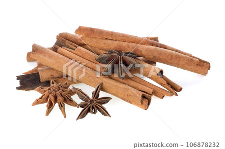 Cinnamon sticks on white background Cinnamon sticks on white background 106878232