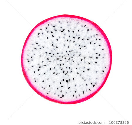 Dragon fruit slices isolated on white background. Top view Dragon fruit slices isolated on white background. Top view 106878236