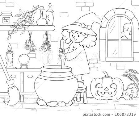 little witch halloween coloring book little witch halloween coloring book 106878319