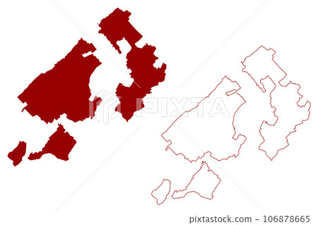 Broye District (Switzerland, Swiss Confederation, Canton of Fribourg or Freiburg) map vector illustration, scribble sketch Broyebezirk or District de la Brouye map 106878665