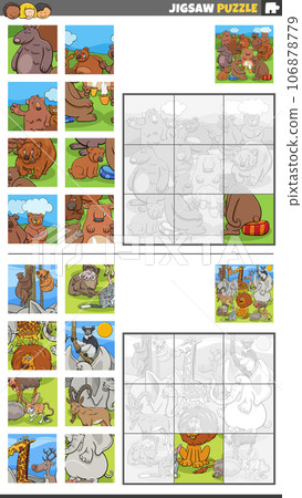 jigsaw puzzle games set with wild animal characters jigsaw puzzle games set with wild animal characters 106878779