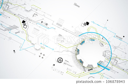 Abstract technology concept. Circuit board, high computer color background. Vector illustration with space for content, web - template, business tech presentation. Abstract technology concept. Circuit board, high computer color background. Vector illustration with space for content, web - template, business tech presentation. 106878943