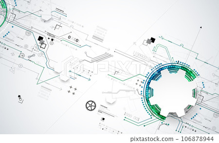Abstract technology concept. Circuit board, high computer color background. Vector illustration with space for content, web - template, business tech presentation. Abstract technology concept. Circuit board, high computer color background. Vector illustration with space for content, web - template, business tech presentation. 106878944