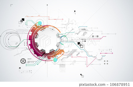 Abstract technology concept. Circuit board, high computer color background. Vector illustration with space for content, web - template, business tech presentation. Abstract technology concept. Circuit board, high computer color background. Vector illustration with space for content, web - template, business tech presentation. 106878951
