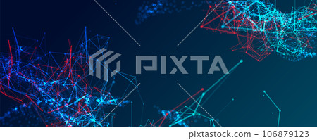 Abstract polygonal vector background with connecting dots and lines. Template for science and technology presentation. Plexus style. 106879123