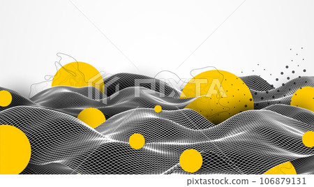 Abstract waves is made in a wireframe style. Template for science and technology presentation. Abstract waves is made in a wireframe style. Template for science and technology presentation. 106879131