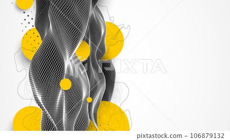 Abstract waves is made in a wireframe style. Template for science and technology presentation. Abstract waves is made in a wireframe style. Template for science and technology presentation. 106879132