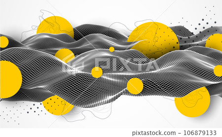 Abstract waves is made in a wireframe style. Template for science and technology presentation. 106879133