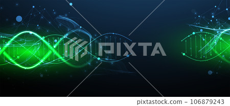 Abstract futuristic background for design works.Science template, wallpaper or banner with a DNA molecules. 106879243