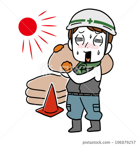 建築工地上的一名男子感覺很熱 106879257