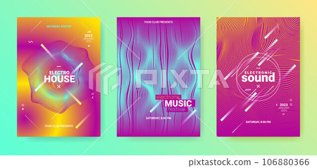 Blue Purple Dance Music Flyer. Electro Party Poster. Vector Edm 106880366