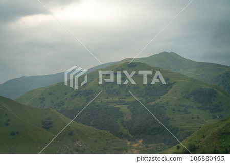 Caucasian mountain. Dagestan. Trees, rocks, mountains, view of the green mountains. Beautiful summer landscape. 106880495