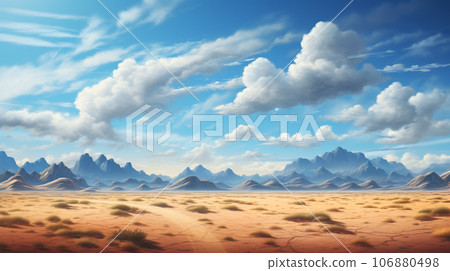 Desert and blue sky with clouds landscape 106880498