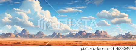 Desert and blue sky with clouds landscape Desert and blue sky with clouds landscape 106880499