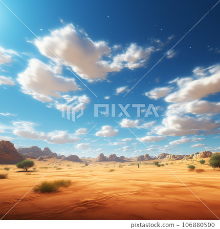 Desert and blue sky with clouds landscape Desert and blue sky with clouds landscape 106880500