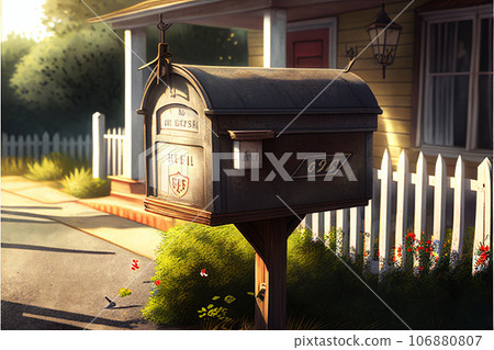A typical mailbox outside an American home. AI generated. 106880807