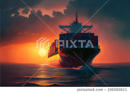 The ship transports containers by sea. AI generated The ship transports containers by sea. AI generated 106880821