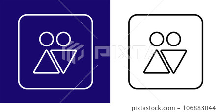 Men and women restroom icon. Available in two colors blue, white and white, black.  106883044