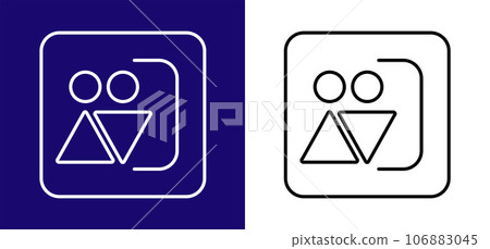 Women and men restroom icon. Available in two colors blue, white and white, black.  106883045