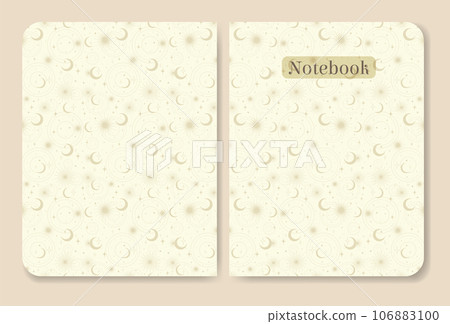 Cover page design for notebook in minimalist style. Heavenly elements beige illustration. 106883100