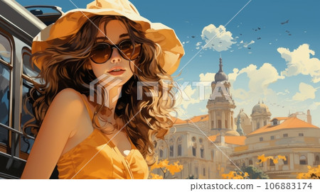 Woman exploring the streets of Portugal 106883174