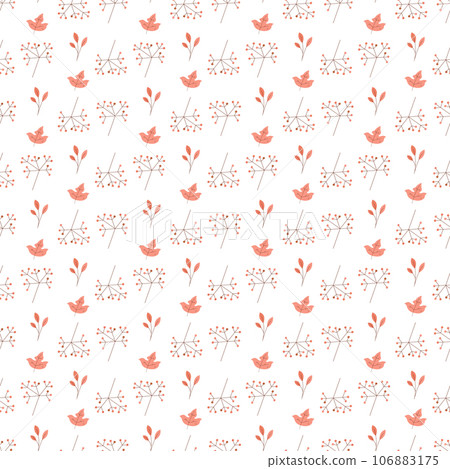 Seamless pattern with abstract branch with berries and leaves. Color flat vector illustration. 106883175