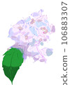 Illustration with decorative purple hydrangea flowers on a white background 106883307