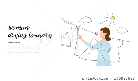 矢量插畫素材：女人晾衣服 106883658