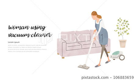 Vector illustration material: woman vacuuming Vector illustration material: woman vacuuming 106883659