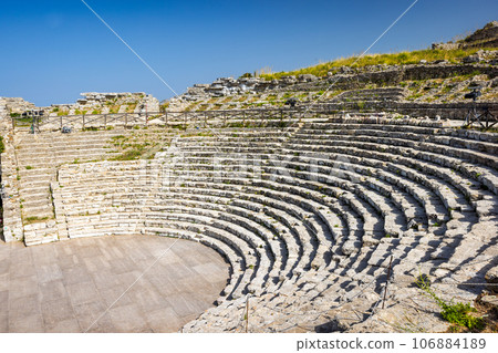 Greek Theatre of Segesta. The archaeological site at Sicily. 106884189