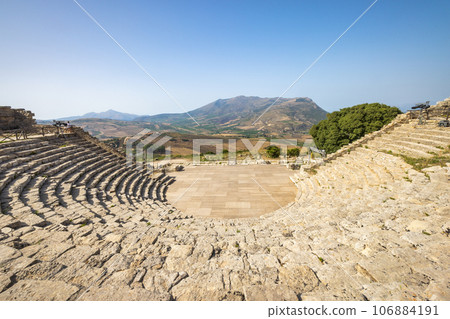 Greek Theatre of Segesta. The archaeological site at Sicily. 106884191
