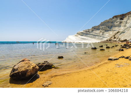 The Scala dei Turchi - Stair of the Turks, rocky cliff. The Scala dei Turchi - Stair of the Turks, rocky cliff. 106884218