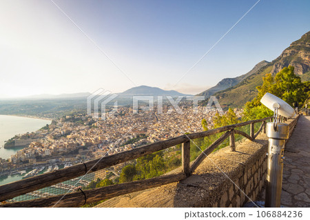 Castellammare del Golfo on Sicily, view of the town at coast. 106884236