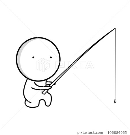 Fisherman catches fish with a fishing rod 106884965