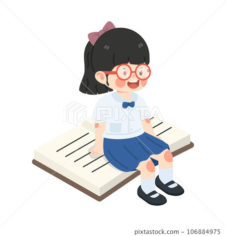 Kid student  Sitting on Book Kid student  Sitting on Book 106884975