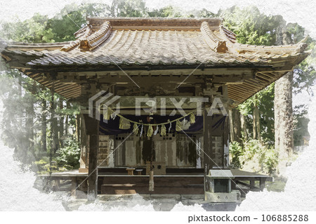 水彩畫風格，西沼神社，大沼神社，參拜殿，鳥取縣鳥取市 106885288
