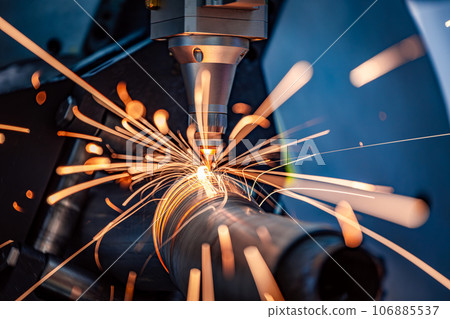 CNC Laser and gas cutting of metal, modern industrial technology. CNC Laser and gas cutting of metal, modern industrial technology. 106885537