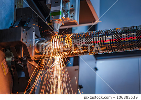 CNC Laser and gas cutting of metal, modern industrial technology. CNC Laser and gas cutting of metal, modern industrial technology. 106885539