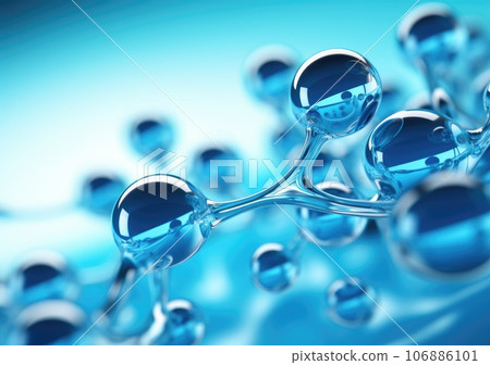 3D Molecule background with connected spherical particles, atoms. Vector molecular structure. Chemical medical motion concept. AI Generative. 106886101