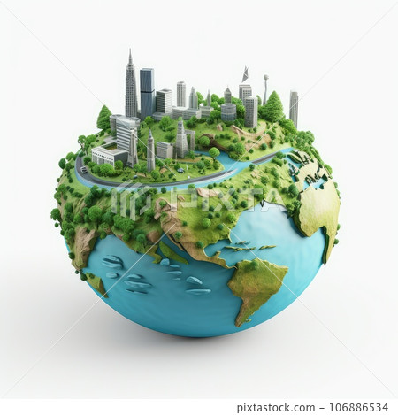 Eco Friendly and Green Energy Concept Design. Globe Earth Planet and Green Energy Concept Design Elements. Modern Design World Planet and Natural Landscape. AI Generative. Eco Friendly and Green Energy Concept Design. Globe Earth Planet and Green Energy Concept Design Elements. Modern Design World Planet and Natural Landscape. AI Generative. 106886534