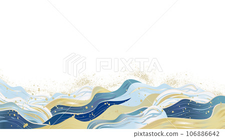 Japanese style background illustration with sea waves Japanese style background illustration with sea waves 106886642